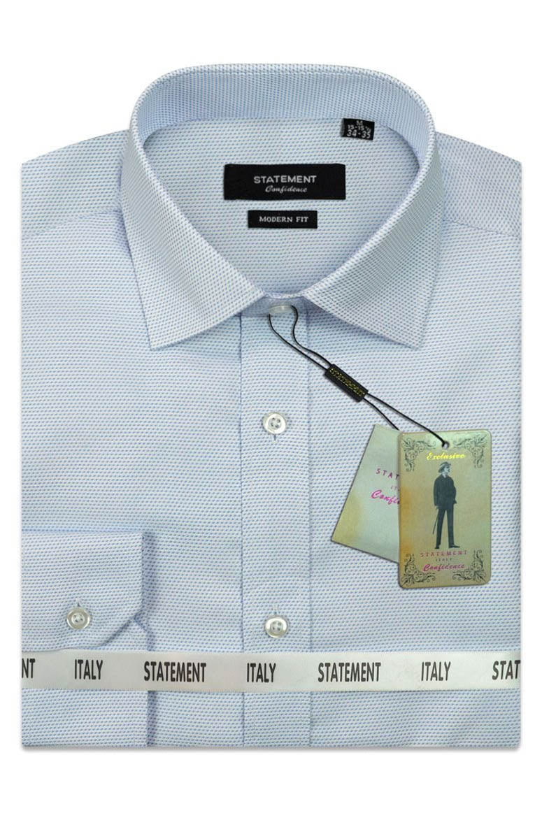 "Drake" Blue Pindot Laydown Dress Shirt