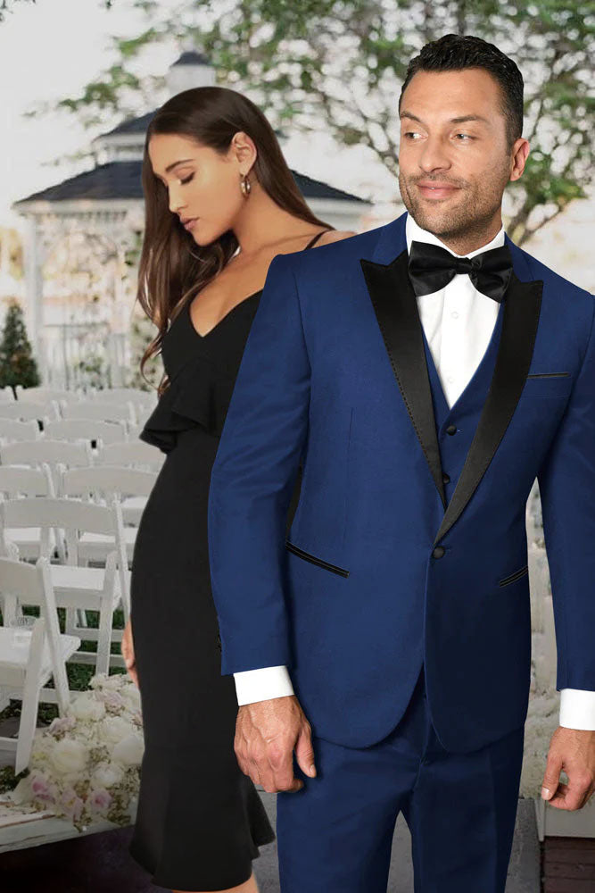 "Jonathan" Sapphire 1-Button Peak Tuxedo (4-Piece Set)