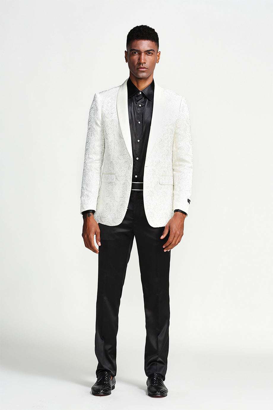 "Everett" White Tuxedo Jacket (Separates)