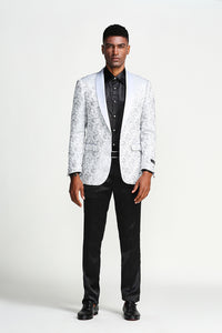 "Everett" Silver Tuxedo Jacket (Separates)