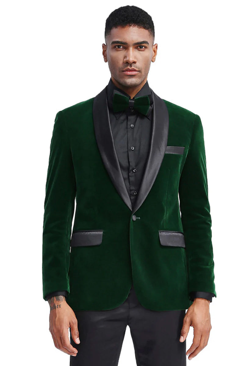 "Royale" Hunter Green Velvet Tuxedo Jacket (Separates)