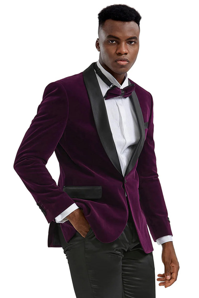 "Royale" Purple Velvet Tuxedo Jacket (Separates)