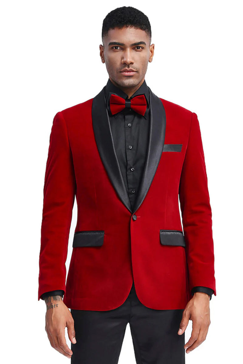 "Royale" Red Velvet Tuxedo Jacket (Separates)