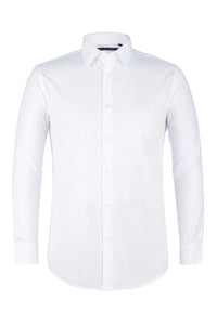 "Icon" White Laydown Cotton Blend Dress Shirt