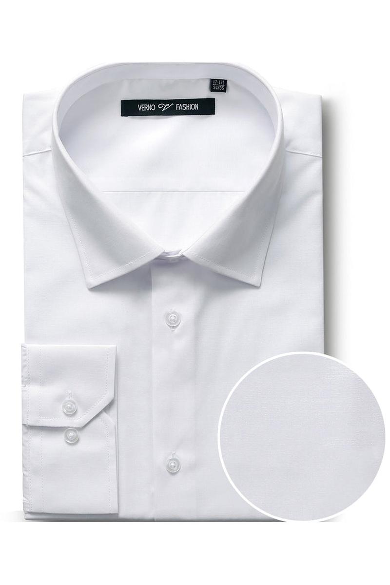 "Icon" White Laydown Cotton Blend Dress Shirt