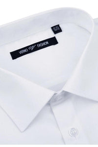 "Icon" White Laydown Cotton Blend Dress Shirt