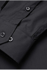 "Icon" Black Laydown Cotton Blend Dress Shirt