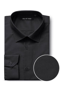 "Icon" Black Laydown Cotton Blend Dress Shirt