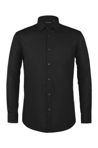 "Icon" Black Laydown Cotton Blend Dress Shirt