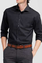 "Icon" Black Laydown Cotton Blend Dress Shirt