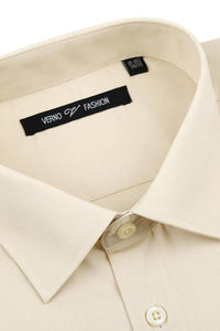 "Icon" Taupe Laydown Cotton Blend Dress Shirt