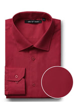 "Icon" Brick Red Laydown Cotton Blend Dress Shirt