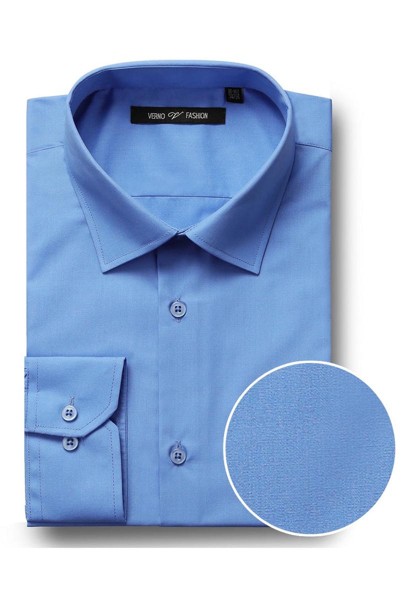 "Icon" Light Blue Laydown Cotton Blend Dress Shirt