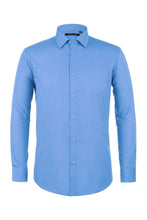 "Icon" Light Blue Laydown Cotton Blend Dress Shirt