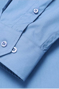 "Icon" Light Blue Laydown Cotton Blend Dress Shirt