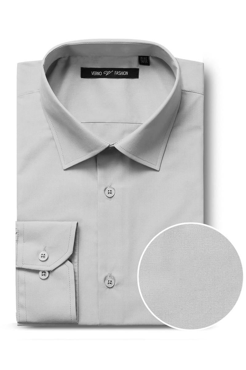 "Icon" Grey Laydown Cotton Blend Dress Shirt