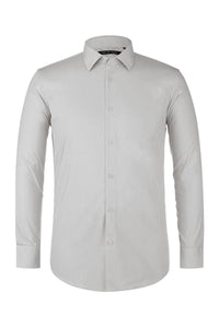 "Icon" Grey Laydown Cotton Blend Dress Shirt