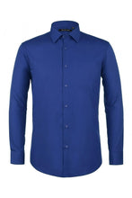 "Icon" Royal Blue Laydown Cotton Blend Dress Shirt