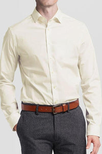 "Icon" Ivory Laydown Cotton Blend Dress Shirt