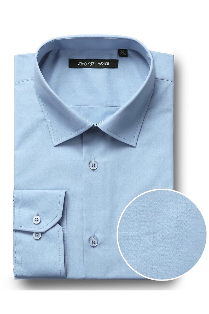 "Icon" Sky Blue Laydown Cotton Blend Dress Shirt