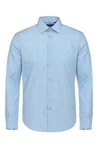 "Icon" Sky Blue Laydown Cotton Blend Dress Shirt