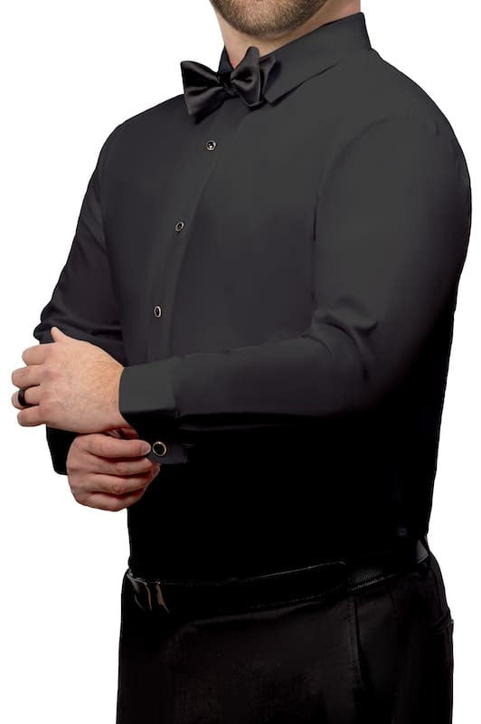 "Stretch" Black Laydown Formal Shirt