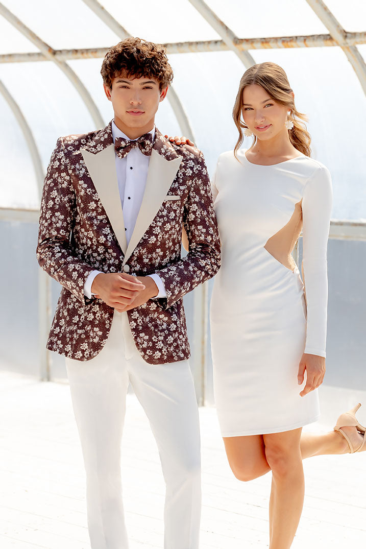 "Floral Fusion" Chocolate Peak Tuxedo Jacket (Separates)