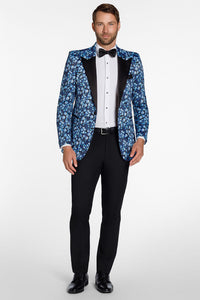 "Floral Fusion" Cobalt Blue Peak Tuxedo Jacket (Separates)