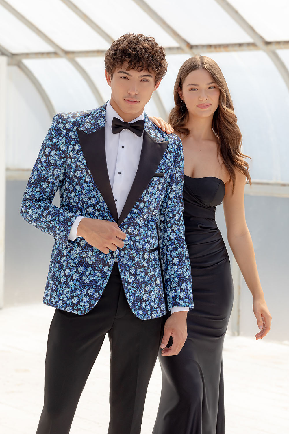 "Floral Fusion" Cobalt Blue Peak Tuxedo Jacket (Separates)