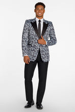 "Floral Fusion" Dark Grey Peak Tuxedo Jacket (Separates)