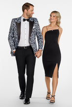 "Floral Fusion" Dark Grey Peak Tuxedo Jacket (Separates)