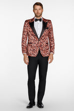 "Floral Fusion" Burnt Orange Peak Tuxedo Jacket (Separates)