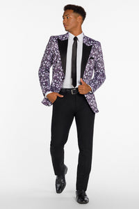 "Floral Fusion" Plum Peak Tuxedo Jacket (Separates)