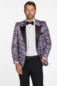 "Floral Fusion" Plum Peak Tuxedo Jacket (Separates)