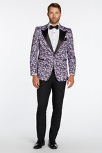 "Floral Fusion" Plum Peak Tuxedo Jacket (Separates)