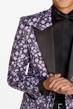 "Floral Fusion" Plum Peak Tuxedo Jacket (Separates)