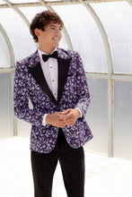 "Floral Fusion" Plum Peak Tuxedo Jacket (Separates)