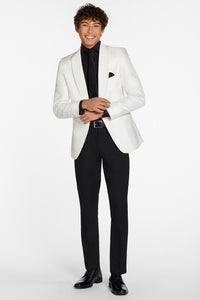 "Night Vine" Diamond White Shawl Tuxedo Jacket (Separates)