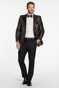 "Savannah" Black & Gold Peak Tuxedo Jacket (Separates)