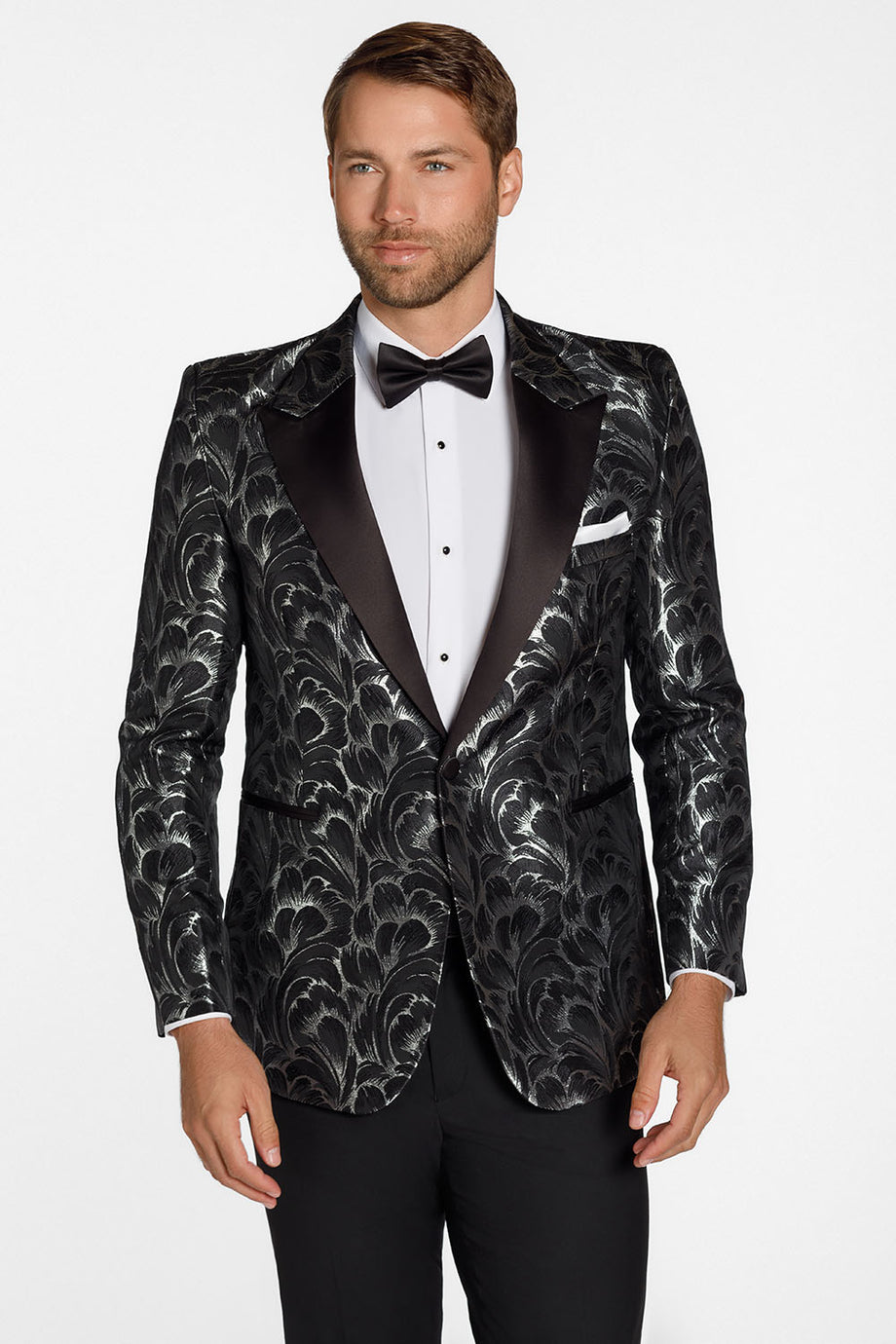 "Savannah" Black & Silver Peak Tuxedo Jacket (Separates)