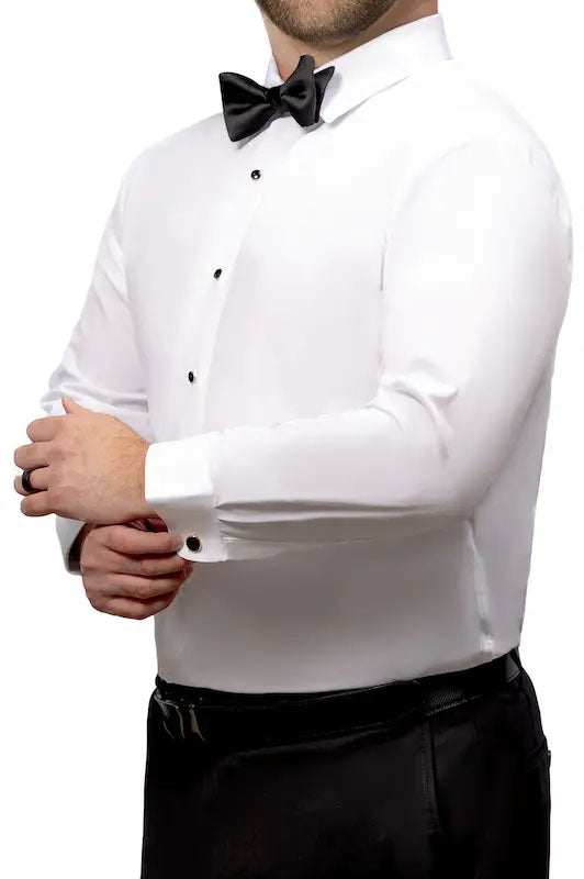 "Stretch" White Laydown Formal Shirt