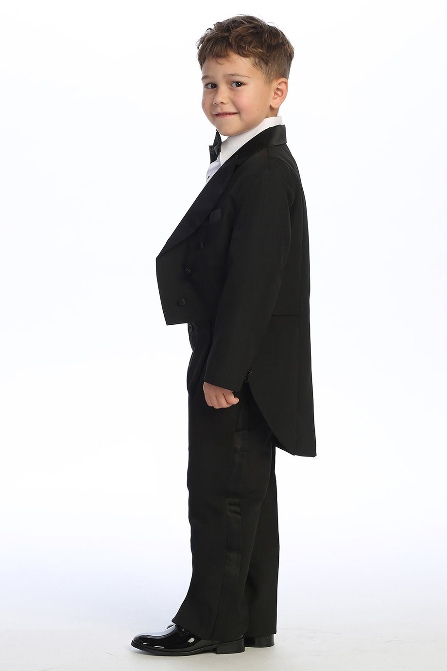 "Oliver" Kids Black Peak Tuxedo Tail 5-Piece Set