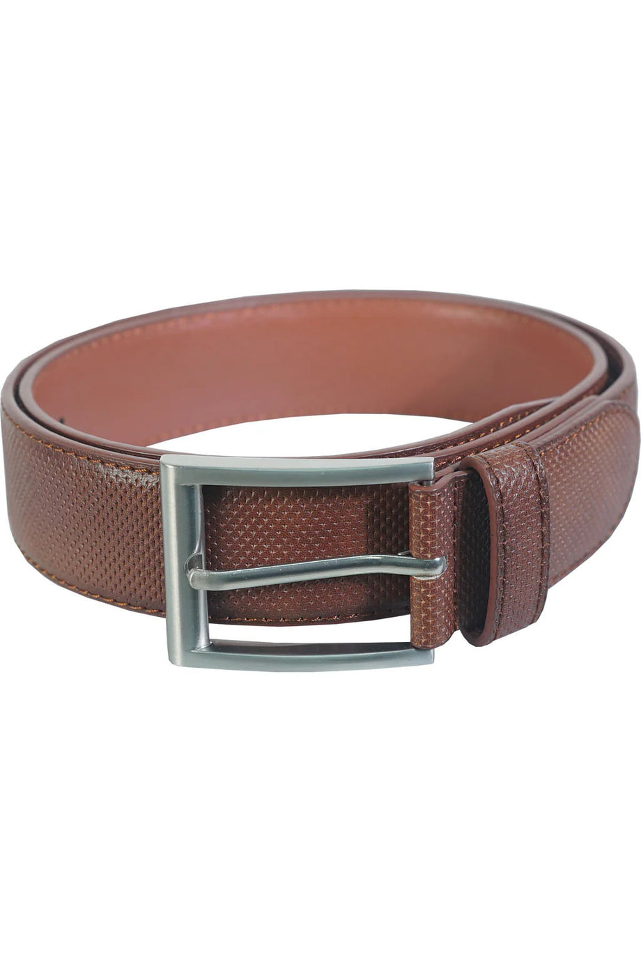 Cognac Debossed Dress Belt