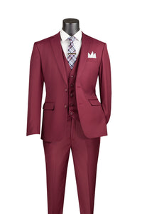 "Preston" Burgundy 2-Button Notch Suit (3-Piece Set)