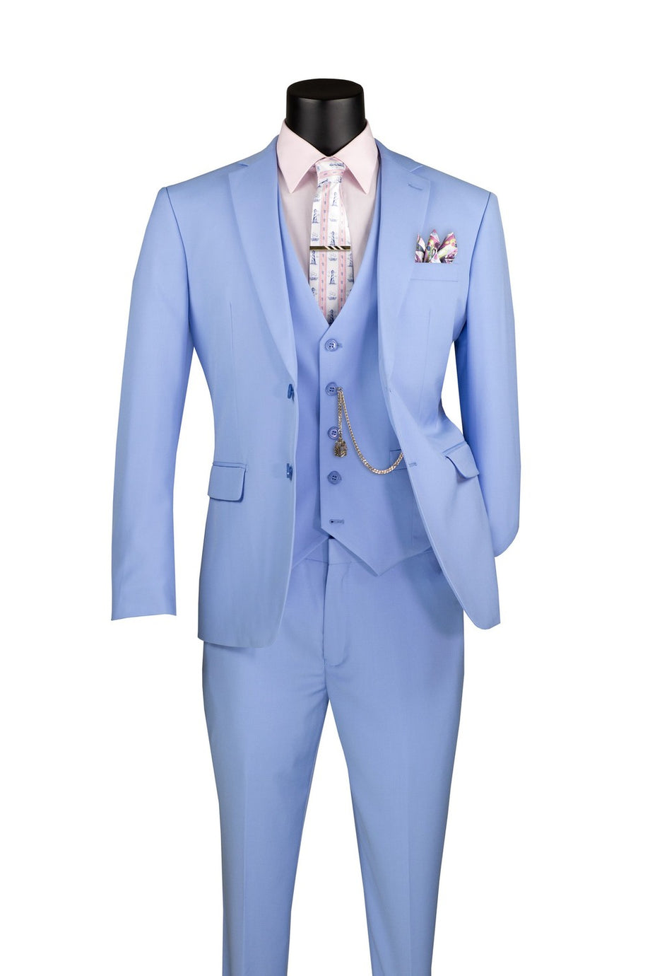 "Preston" Light Blue 2-Button Notch Suit (3-Piece Set)