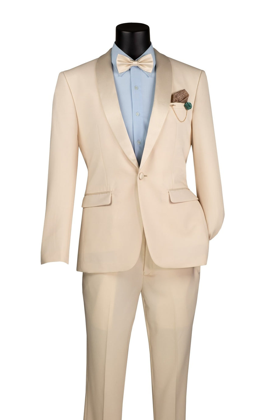 "Spectrum" Champagne 1-Button Shawl Tuxedo (3-Piece Set)