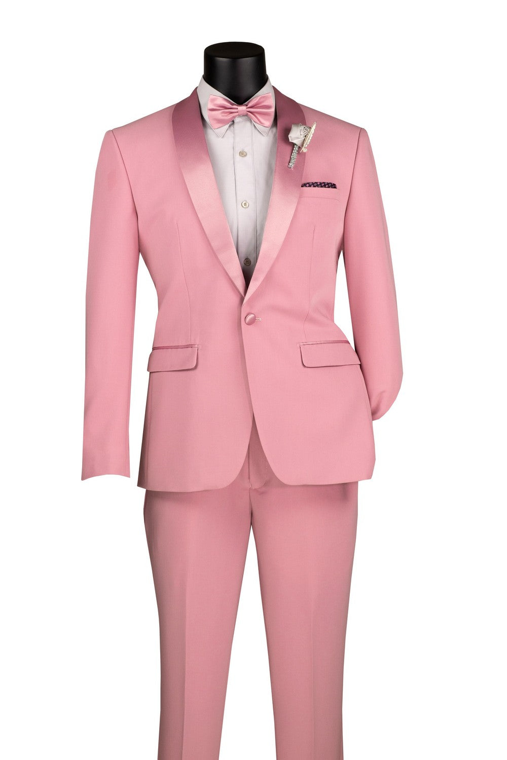 "Spectrum" Dusty Rose 1-Button Shawl Tuxedo (3-Piece Set)