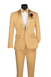 "Spectrum" Light Gold 1-Button Shawl Tuxedo (3-Piece Set)