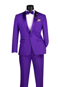 "Spectrum" Royal Purple 1-Button Shawl Tuxedo (3-Piece Set)