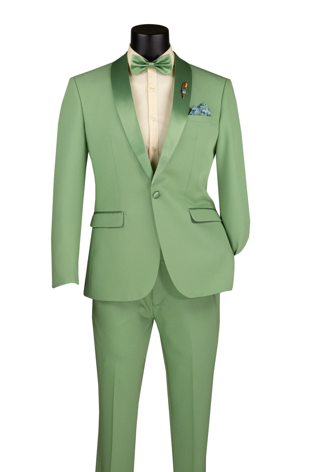 "Spectrum" Sage 1-Button Shawl Tuxedo (3-Piece Set)